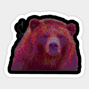 Cross Stitch Bear Sticker